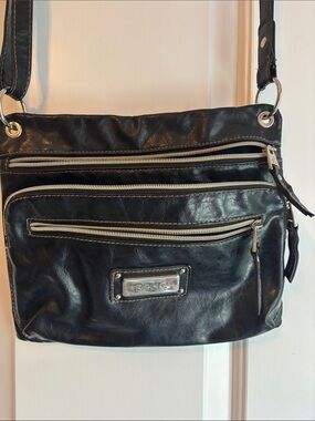 Relic Black Faux Leather Multi-Zip Crossbody Bag